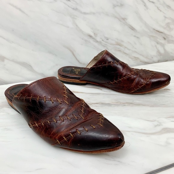 Freebird by Steven Shoes - Freebird By Steven Distressed Nola Brown Leather Mules